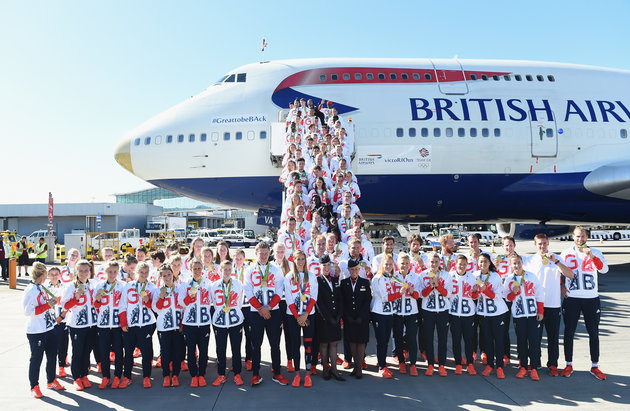 Stuart C. Wilson via Getty Images Team GB athletes pose for