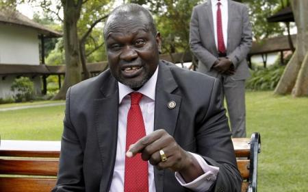 South Sudan's rebel leader Riek Machar speaks during an interview with Reuters in Kenya's capital Nairobi