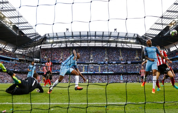 Sunderland's Paddy Mc Nair scores a own goal and Manchester City's second