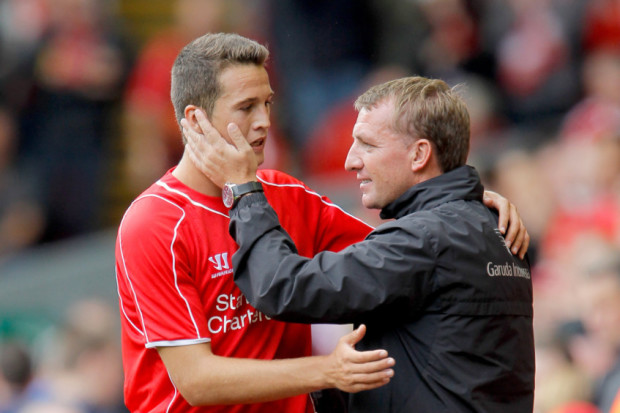 Javier Manquillo with Brendan Rodgers