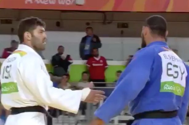 Egyptian Judo player Islam Shehaby refuses to shake hands with Israel's Or Sasson after their Olympics match