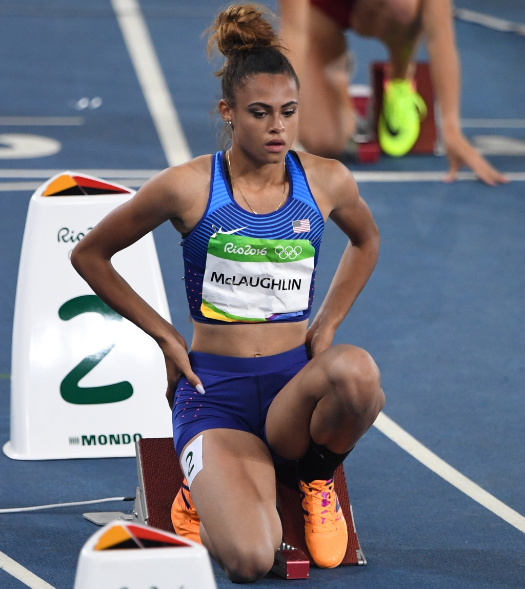 Aug 16 2016 Rio de Janeiro Brazil Sydney Mc Laughlin competes in women's 400m hurdles during track and field competition in the Rio 2016 Summer Olympic Games at Estadio Olimpico Joao Havelange. Mandatory Credit Kyle Terada-USA TODAY Sports ORG X