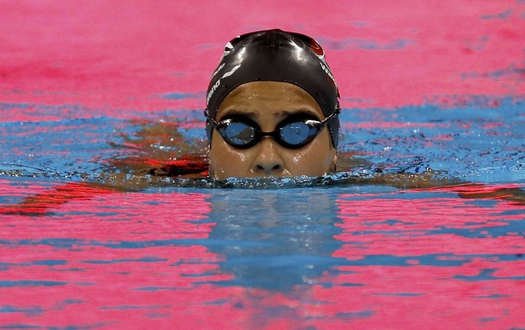 Syrian refugee team swimmer Yusra Mardini 18 from Syria practices at the Olympic swimming venue. REUTERS  Stefan Wermuth