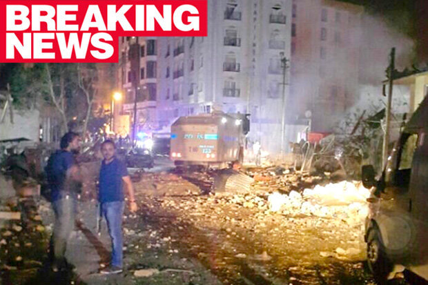 The aftermath of a car bombing in Van Turkey