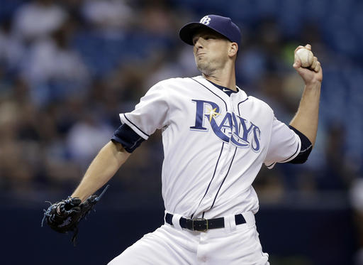 Tampa Bay Rays starting pitcher Drew Smyly delivers to the San Diego Padres during the fifth inning of an interleague baseball game Monday. AP