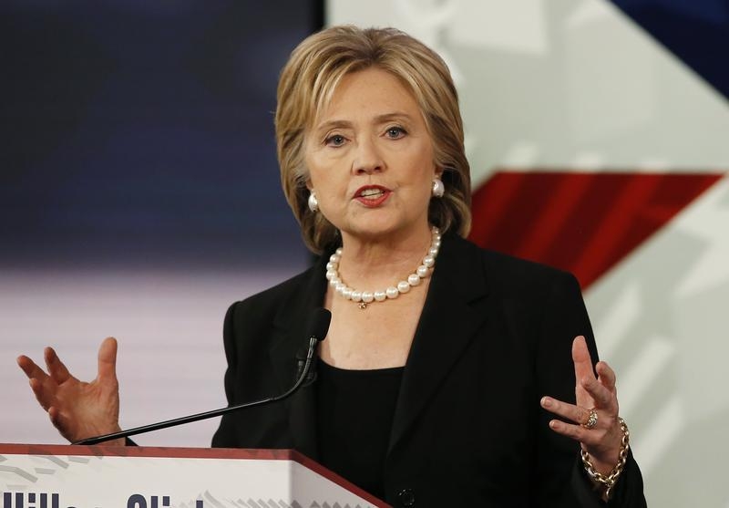 Democratic U.S. presidential candidate and former Secretary of State Hillary Clinton speaks during the second official 2016 U.S. Democratic presidential candidates debate in Des Moines Iowa