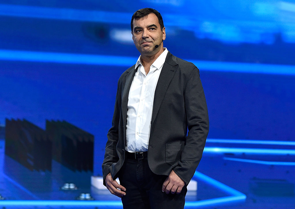 Mobileye Co-founder CTO and Chairman Amnon Shashua speaks at a Volkswagen press event at CES 2016 at The Chelsea at The Cosmopolitan of Las Vegas