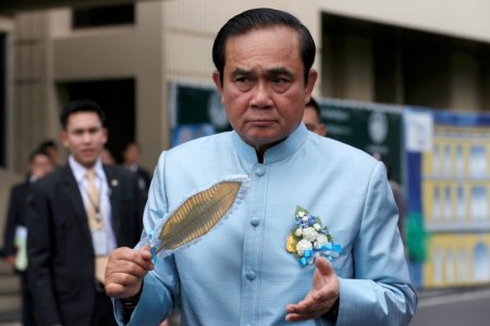 Thailand's Prime Minister Prayuth Chan-ocha arrives at a weekly cabinet meeting at government house in Bangkok Thailand