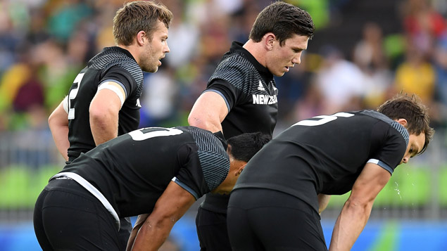 The All Blacks Sevens team after losing at Rio