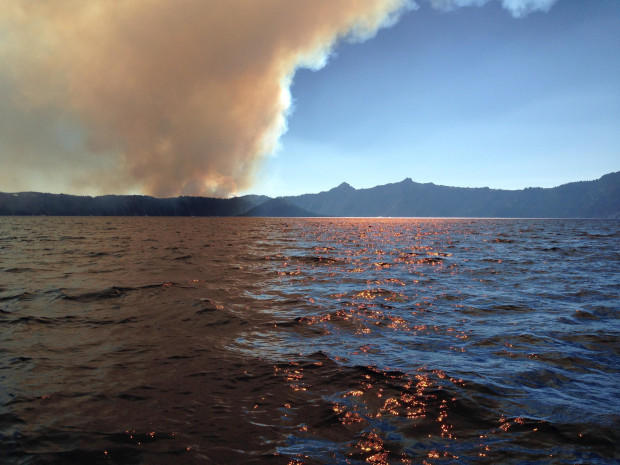 The Bybee Creek Fire is burning near Crater Lake