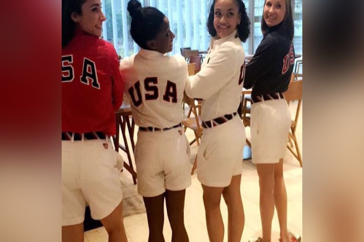 The Final Five get ready to walk with their teammates before Closing Ceremony on Sunday