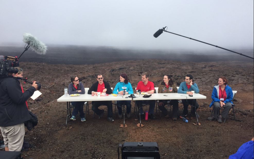 The HI-SEAS crew and Principal Investigator Kim Binsted at a press conference Q&A