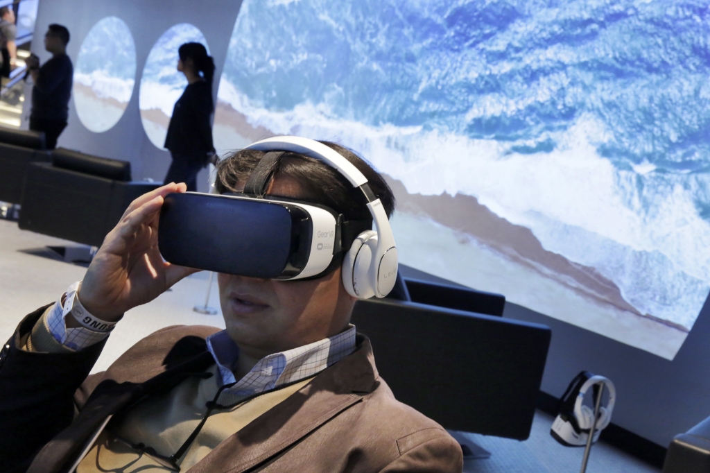 Samsung Gear VR oculus is demonstrated during a preview of Samsung's flagship store Samsung 837 in New York's Meatpacking District. NBC is making 4,500 hours of Olympics coverage available