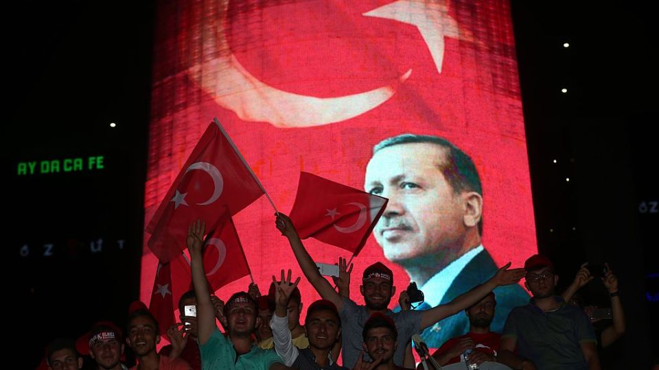 People at a rally in Ankara for Turkish President Recep Tayyip Erdogan