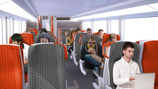 The intercity trains will have two-by-two seating on their upper and lower decks