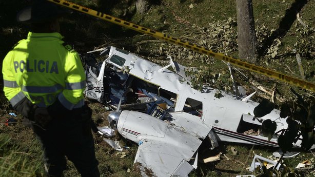 The plane crashed near San Pedro de los Milagros in Colombia