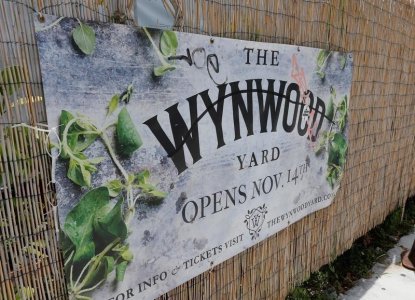 The sign for Wynwood Yard is seen in the Wynwood arts district of Miami Florida