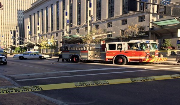 The suspect was confronted by police at Fifth Street and Main Streets bus stops