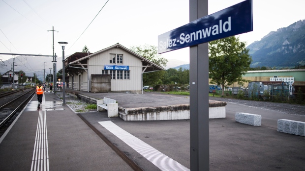 The train station was deserted at Salez Sennwald following the attack aboard a train