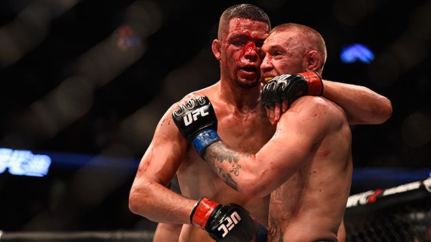 The two warriors shared a special moment after the bout. Source Getty