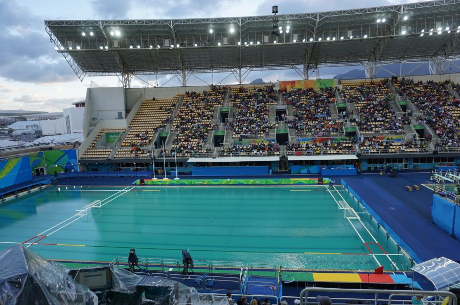 The water polo venue at Maria Lenk on Friday