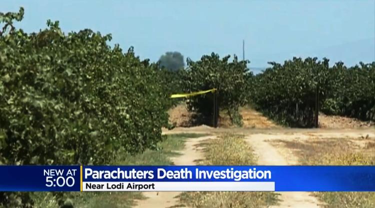 Their bodies were found in a vineyard in the Lodi area after someone reported them hitting the ground without an open parachute