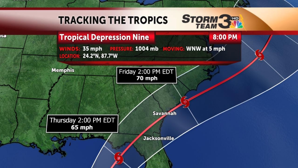 Tropical Depression Nine comes alive; could threaten Florida