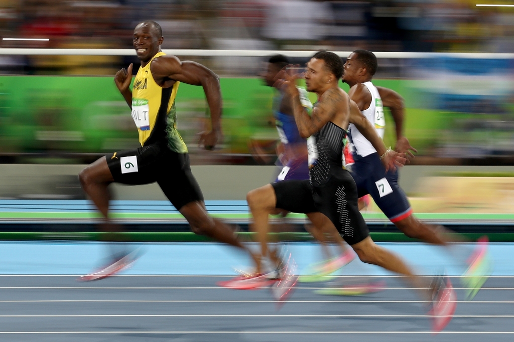 RIO DE JANEIRO BRAZIL- AUGUST 14 Usain Bolt of Jamaica competes in the Men's 100 meter semifinal on Day 9 of the Rio 2016 Olympic Games at the Olympic Stadium