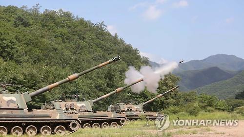 11 2016 shows three K-9 self-propelled artillery vehicles in a shelling drill