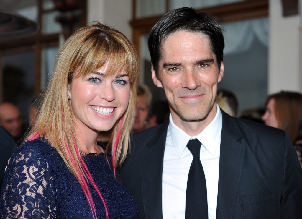 EVIAN-LES-BAINS FRANCE- JULY 23 Paula Creamer of USA and actor Thomas Gibson at the gala dinner after the third round of the Evian Masters at the Evian Masters golf club