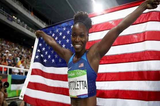 Tianna Bartoletta of the United States claimed gold in the Olympic women's long jump final