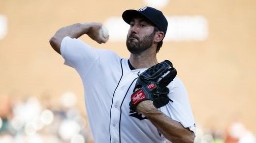 Tigers pitcher Justin Verlander pitches in the first inning Friday at Comerica Park.  Rick Osentoski USA TODAY Sports