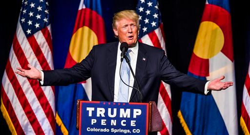 Republican presidential candidate Donald J. Trump speaks Friday