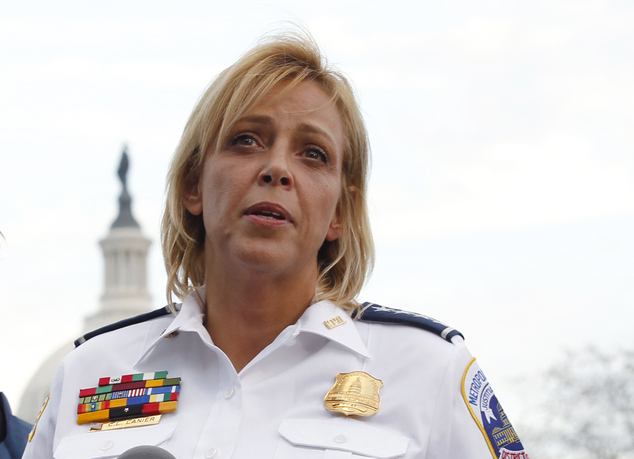 Washington Police Chief Cathy Lanier speaks on Capitol Hill in Washington. Lanier is stepping down to become head