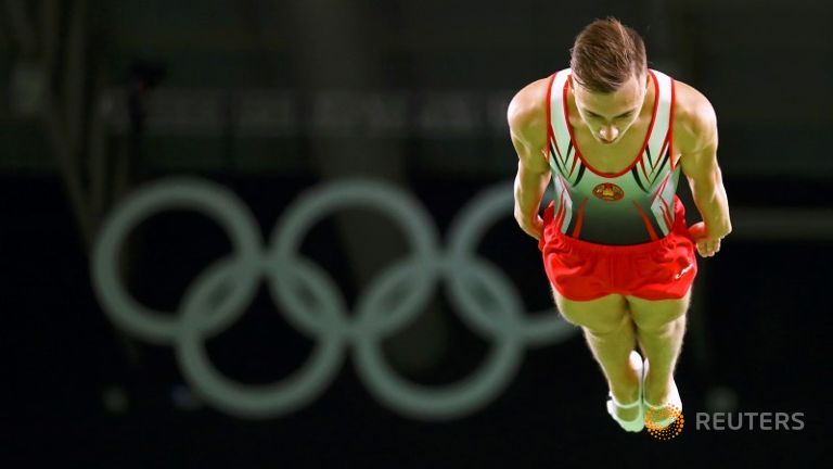 Olympics-Trampoline-Belarussian Hancharou wins men's gold