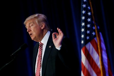 Republican U.S. presidential nominee Donald Trump speaks at an American Renewal Project event at the Orlando Convention Center in Orlando Florida