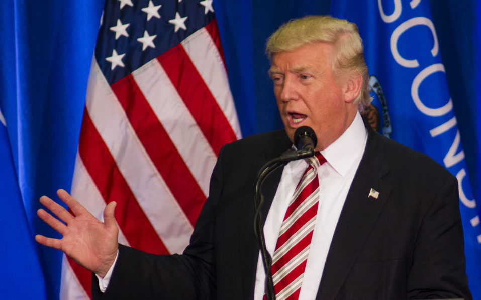 WEST BEND WI- AUGUST 16 Republican Presidential Candidate Donald Trump speaks at a rally