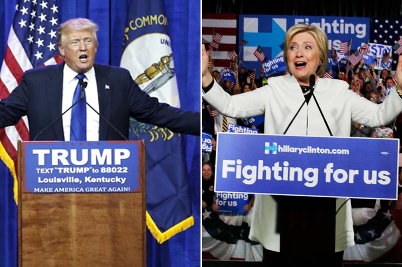 Donald Trump and Hillary Clinton on Super Tuesday