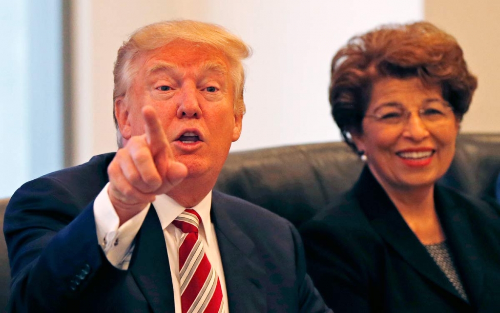 Republican presidential candidate Donald Trump holds a Hispanic advisory roundtable meeting in New York Saturday Aug. 20 2016