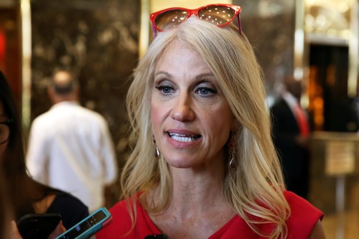 Campaign manager Kellyanne Conway for U.S. Republican presidential nominee Donald Trump speaks to the media at Trump Tower in the Manhattan borough of New York U.S