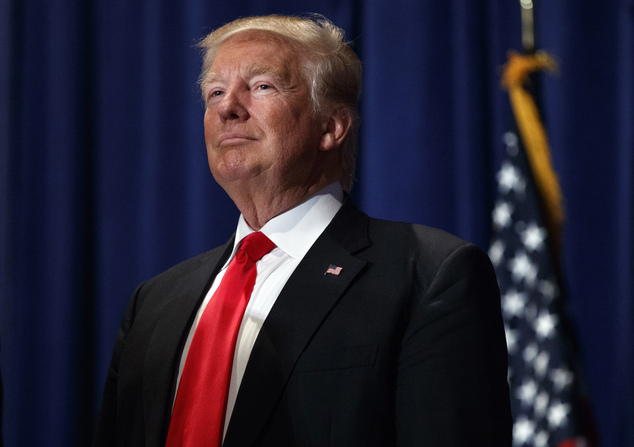 Republican presidential candidate Donald Trump pauses during a campaign rally in Altoona Pa. The Republican Party coul