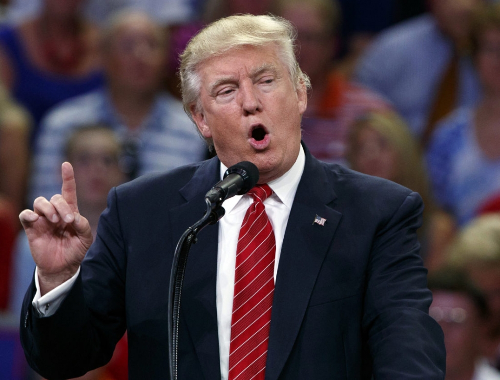 Republican presidential candidate Donald Trump speaks during a campaign rally at the University of North Carolina Wilmington Tuesday Aug. 9 2016 in Wilmington N.C