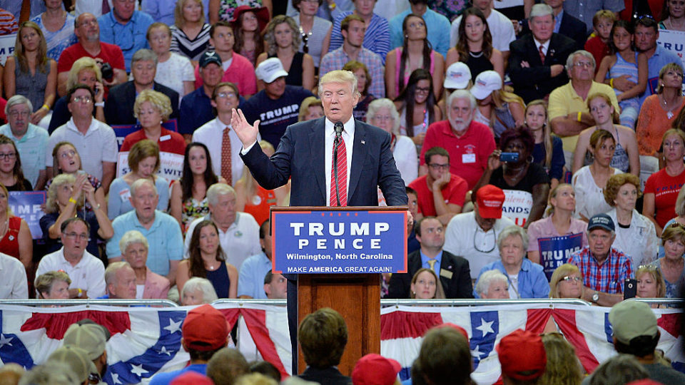 Trump tells the crowd Clinton wants to take their guns away