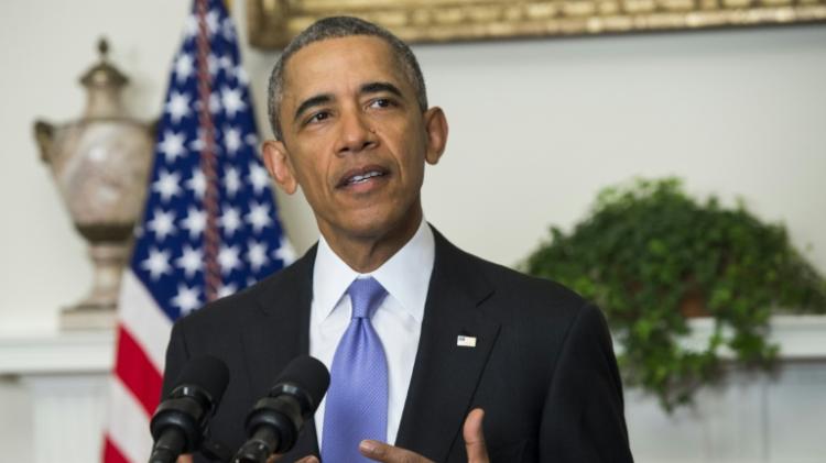 US President Barack Obama speaks about US-Iranian relations including the Iranian American nationals that were jailed in Iran and are being freed as part of a prisoner swap in the Cabinet Room of the White House in Washington DC