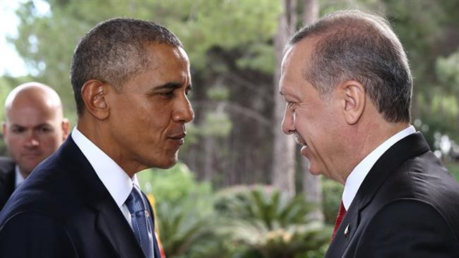 Turkish President Recep Tayyip Erdogan receives US President Barack Obama for a bilateral meeting as part of the G50 Turkey summit