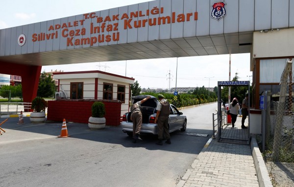 Turkish gendarmes work outside the Silivri prison complex near Istanbul Turkey