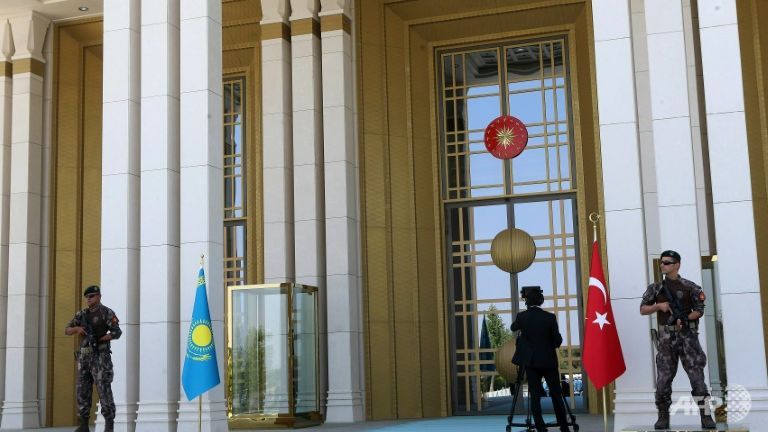 Turkish special forces police stand guard at the entrance of the Presidential Palace in Ankara.
   
 

  Enlarge  Caption