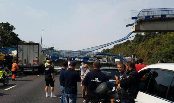 TwitterThe bridge collapsed between junctions 3 and 4 of the M20