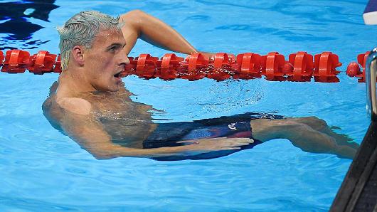 Ryan Lochte of the United States reacts to finishing outside of the medal pack during the men's 200-meter individual medley final at Rio 2016 on Thursday