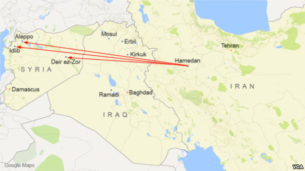 Iran's Hamadan air base map